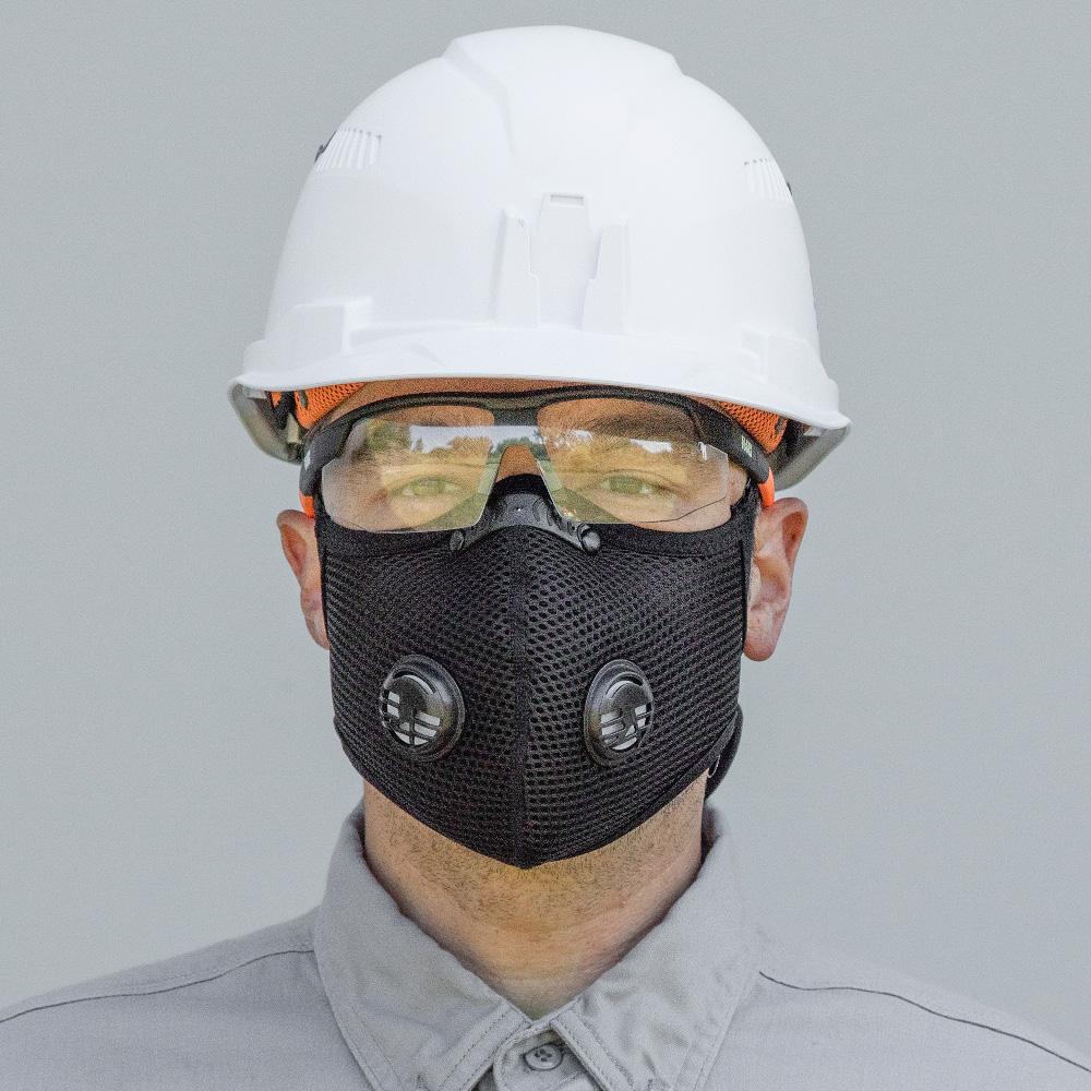 Reusable Face Mask Brown Pattern with Valve Breathing Filter - TDI