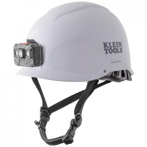 Safety Helmet, Non-Vented-Class E, with Rechargeable Headlamp, White main product view