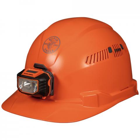 Hard Hat, Vented, Cap Style with Headlamp, Orange main product view