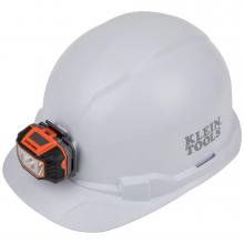 Hard Hat, Non-Vented, Cap Style with Headlamp, White