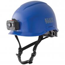 60148 - Safety Helmet, Non-Vented-Class E, with Rechargeable Headlamp, Blue