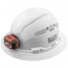 60407 - Hard Hat, Vented, Full Brim with Headlamp, White